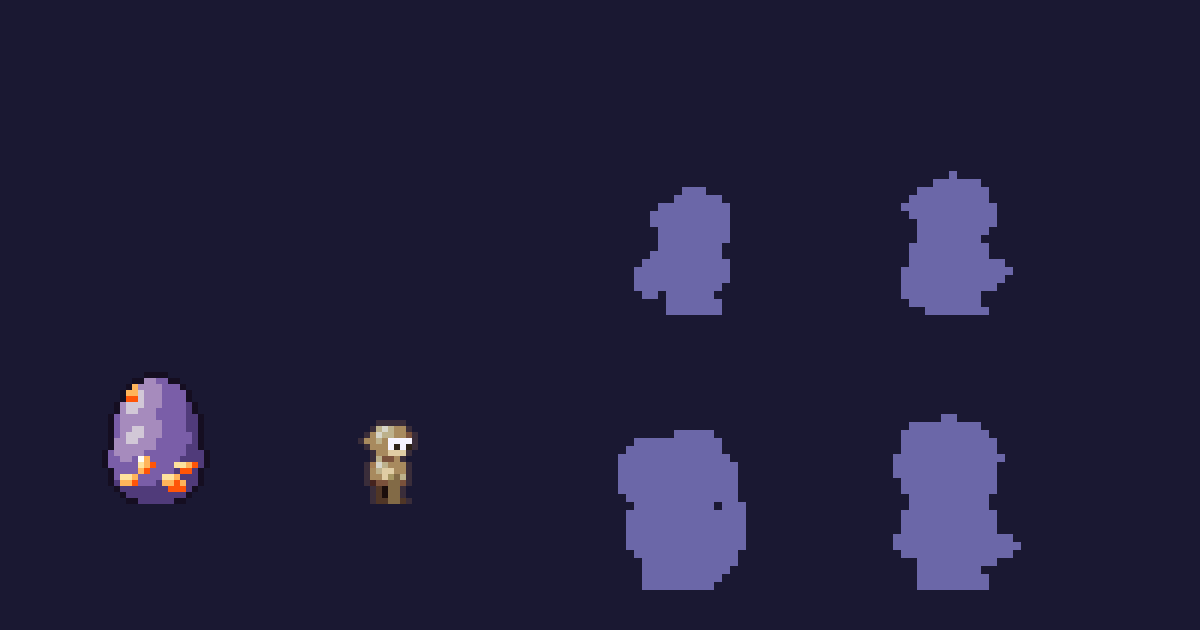 Fredon, la marmotte lo-fi de Grimoire64 : l'œuf, sa première étape en couleur et ses évolutions en silhouettes
